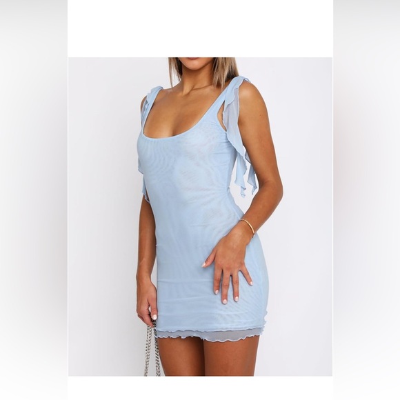 Ekaliy Women👱🏽‍♀️Blue Bodycon Sleeveless Mesh Sexy Club Mini Dress👗Sz 2XL - Picture 2 of 10